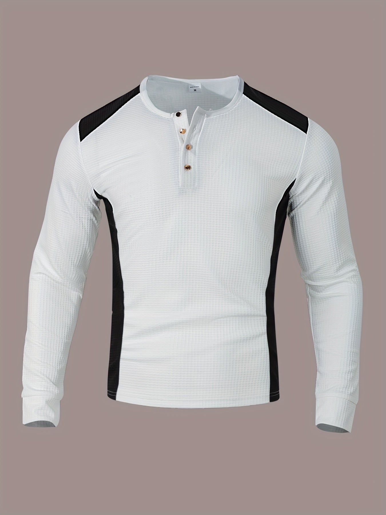 Men's Textured Henley with Contrast Detail
