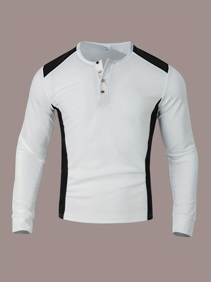 Men's Textured Henley with Contrast Detail