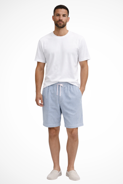 Men's beige corduroy shorts drawstring waist relaxed fit