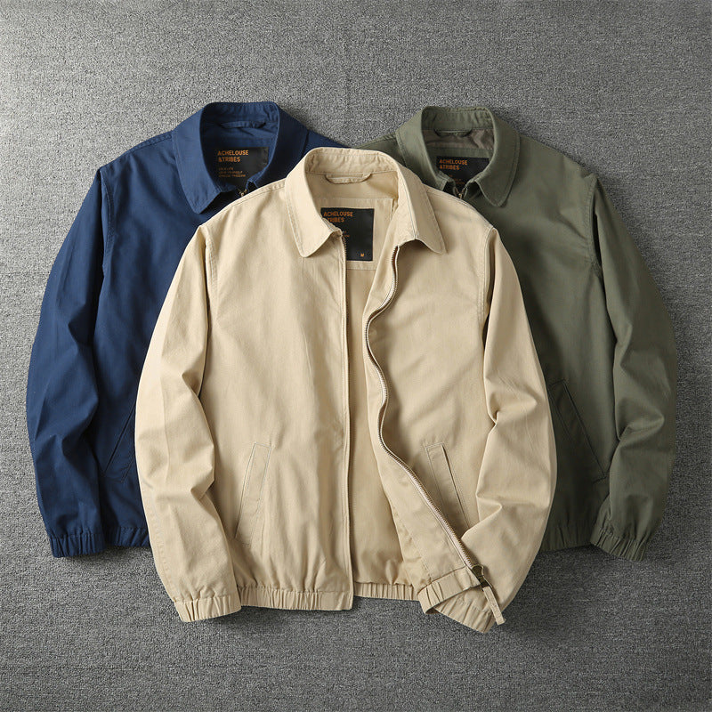 Eli cotton-blend zip-up jacket in navy
