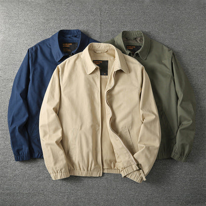 Eli cotton-blend zip-up jacket in navy