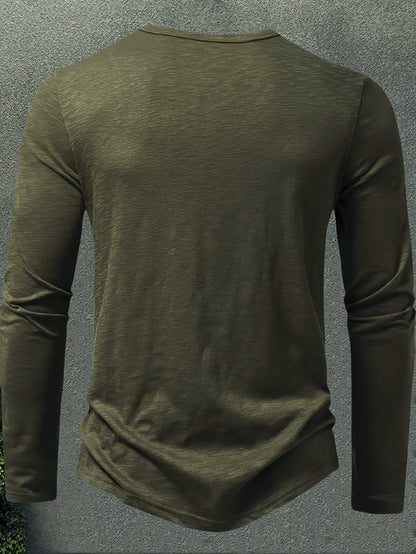 Men's Stand-Collar Button-Placket Henley