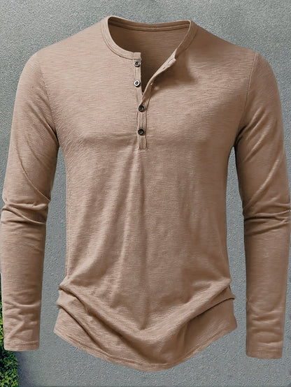 Men's Stand-Collar Button-Placket Henley – view 5