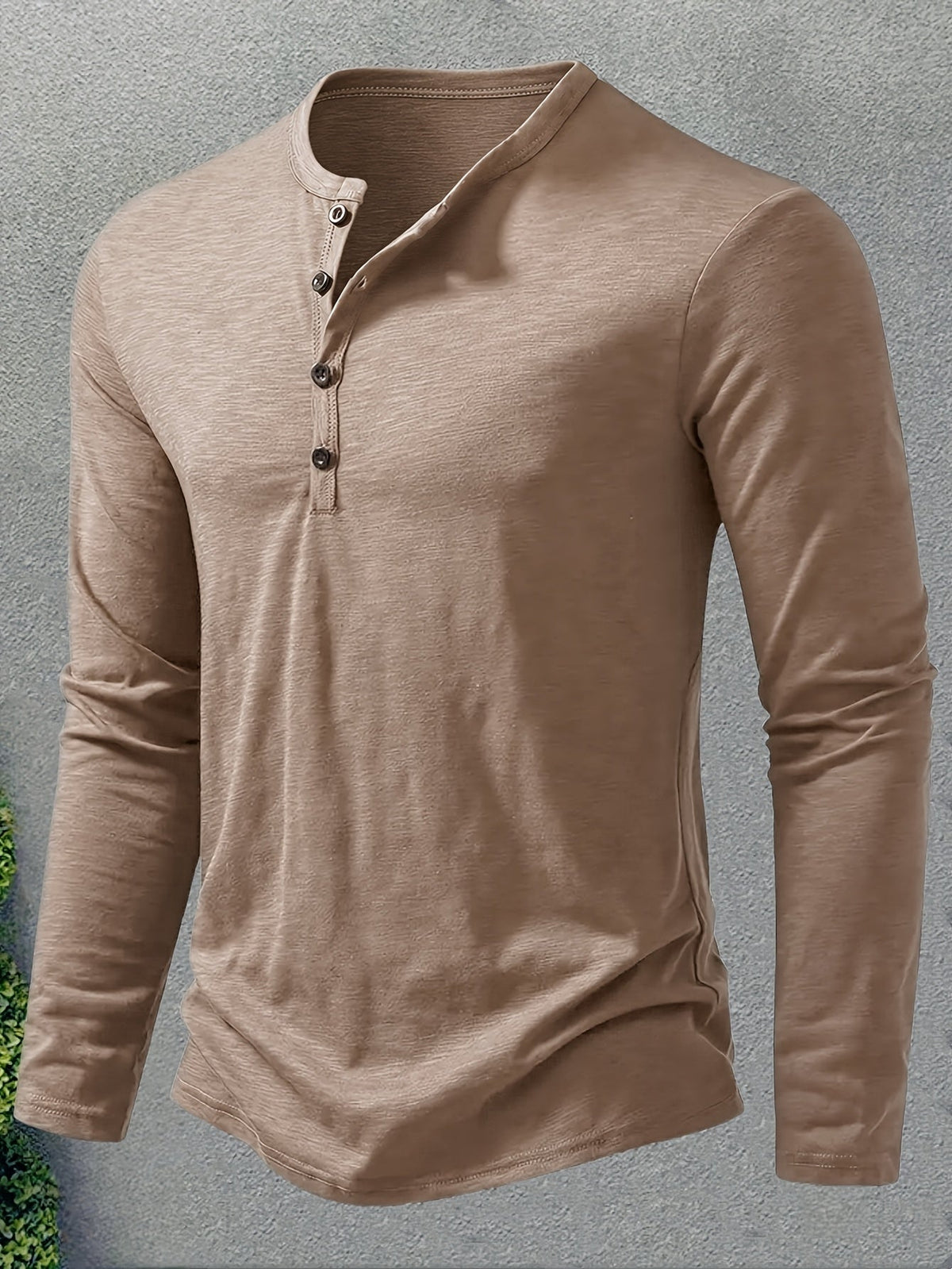Men's Stand-Collar Button-Placket Henley – view 7