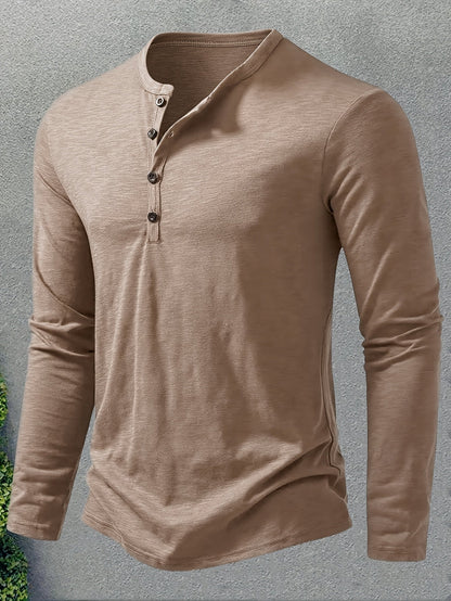 Men's Stand-Collar Button-Placket Henley – view 7