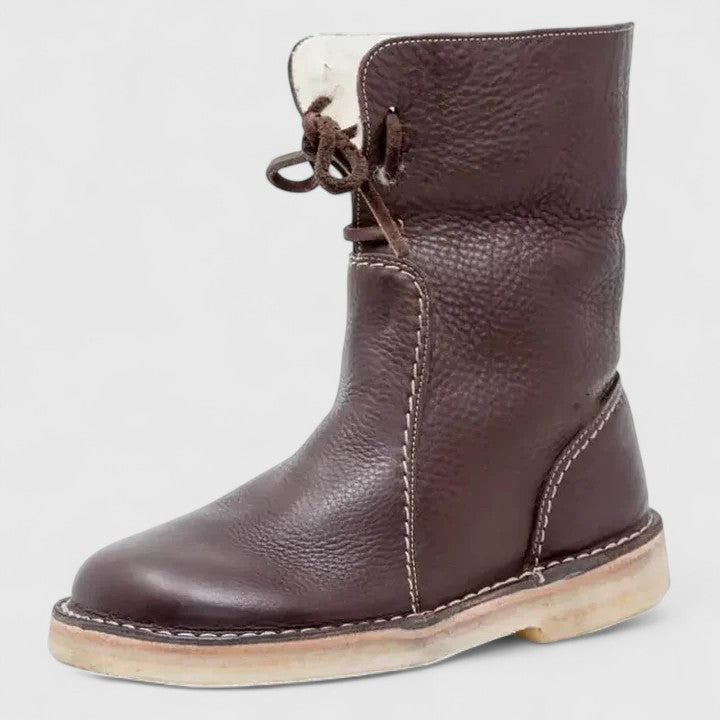 Women's cushioned comfort boots in dark brown