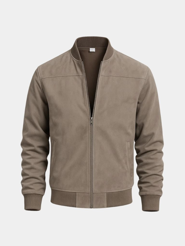 Khaki Sculpted Longline Tailored Bomber Jacket with Button Front