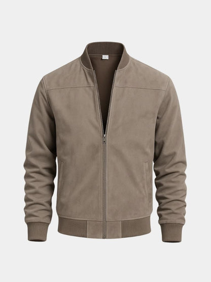 Khaki Sculpted Longline Tailored Bomber Jacket with Button Front