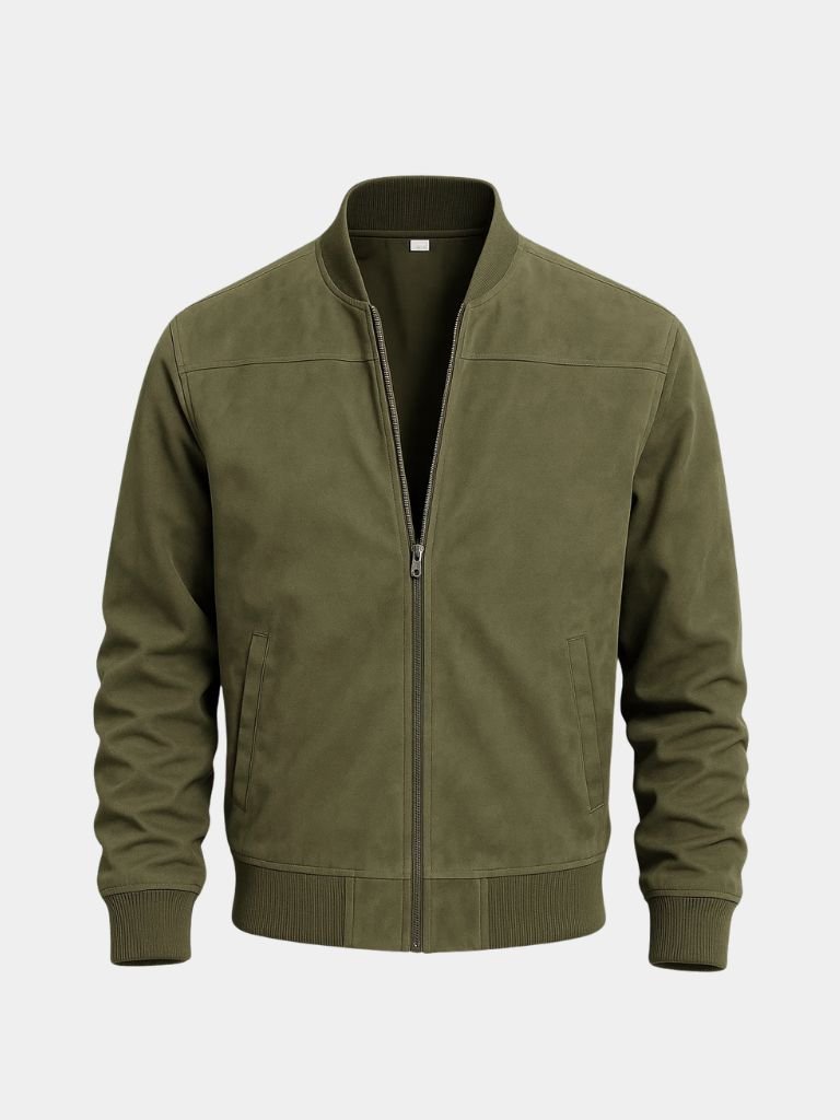 Green Sculpted Longline Tailored Bomber Jacket with Button Front