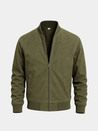 Green Sculpted Longline Tailored Bomber Jacket with Button Front