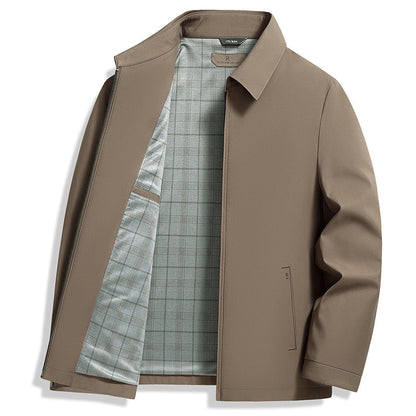 Brown Notch-Lapel Draped Longline Coat with Set-In Pockets