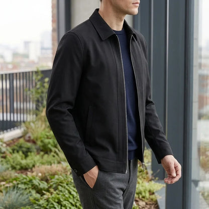 Malcolm overshirt jacket worn, lifestyle shot