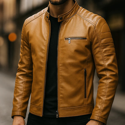 Maria leather jacket worn, lifestyle shot