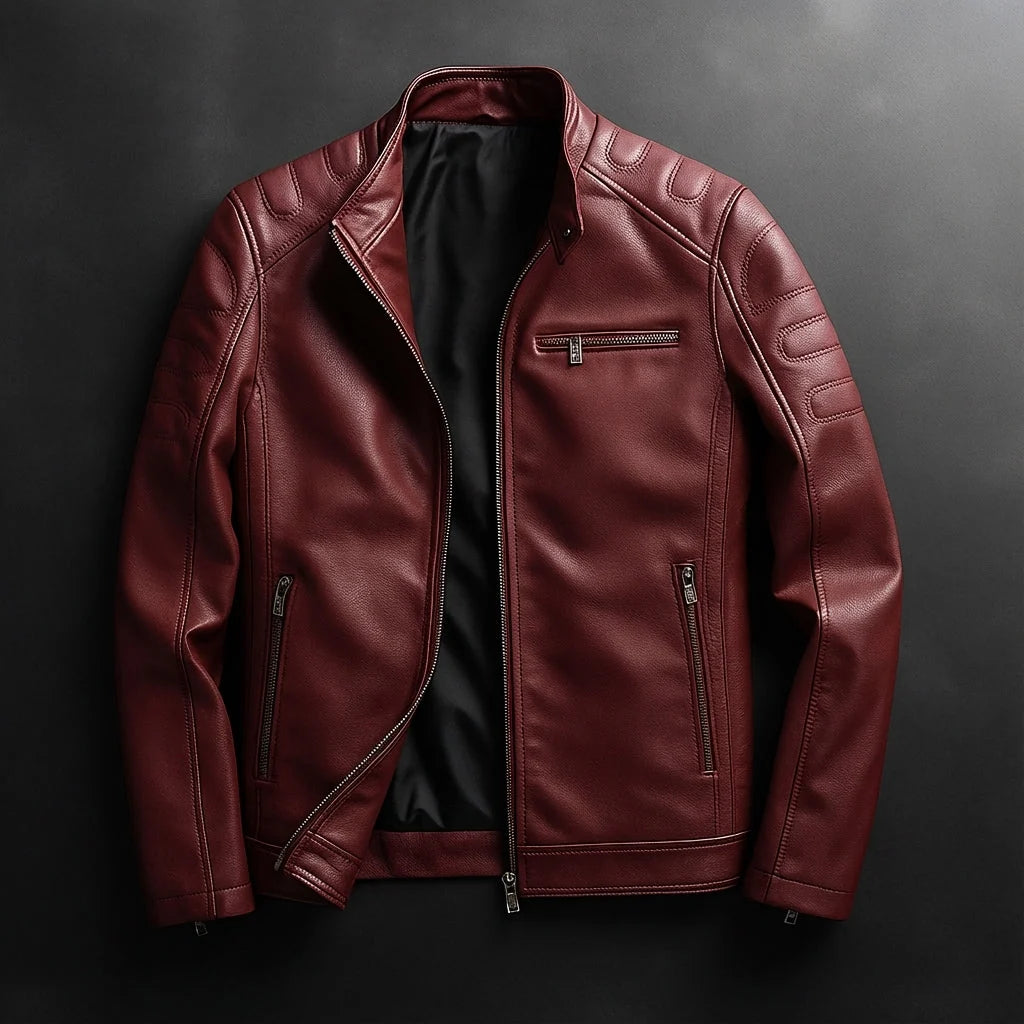 Maria leather jacket in burgundy
