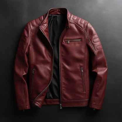 Maria leather jacket in burgundy