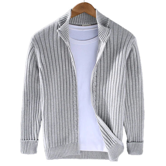 Beige cotton zip up cardigan