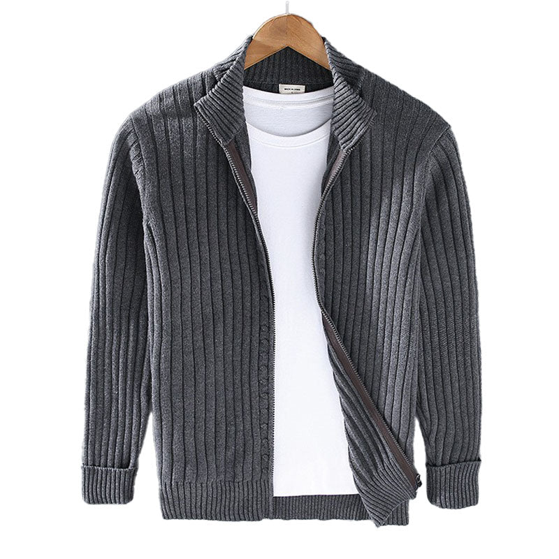 Dark gray cotton zip up cardigan