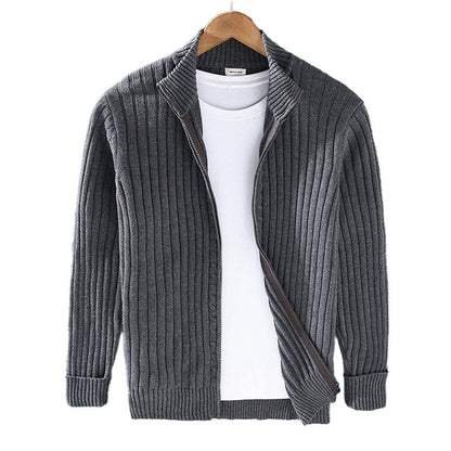 Dark gray cotton zip up cardigan