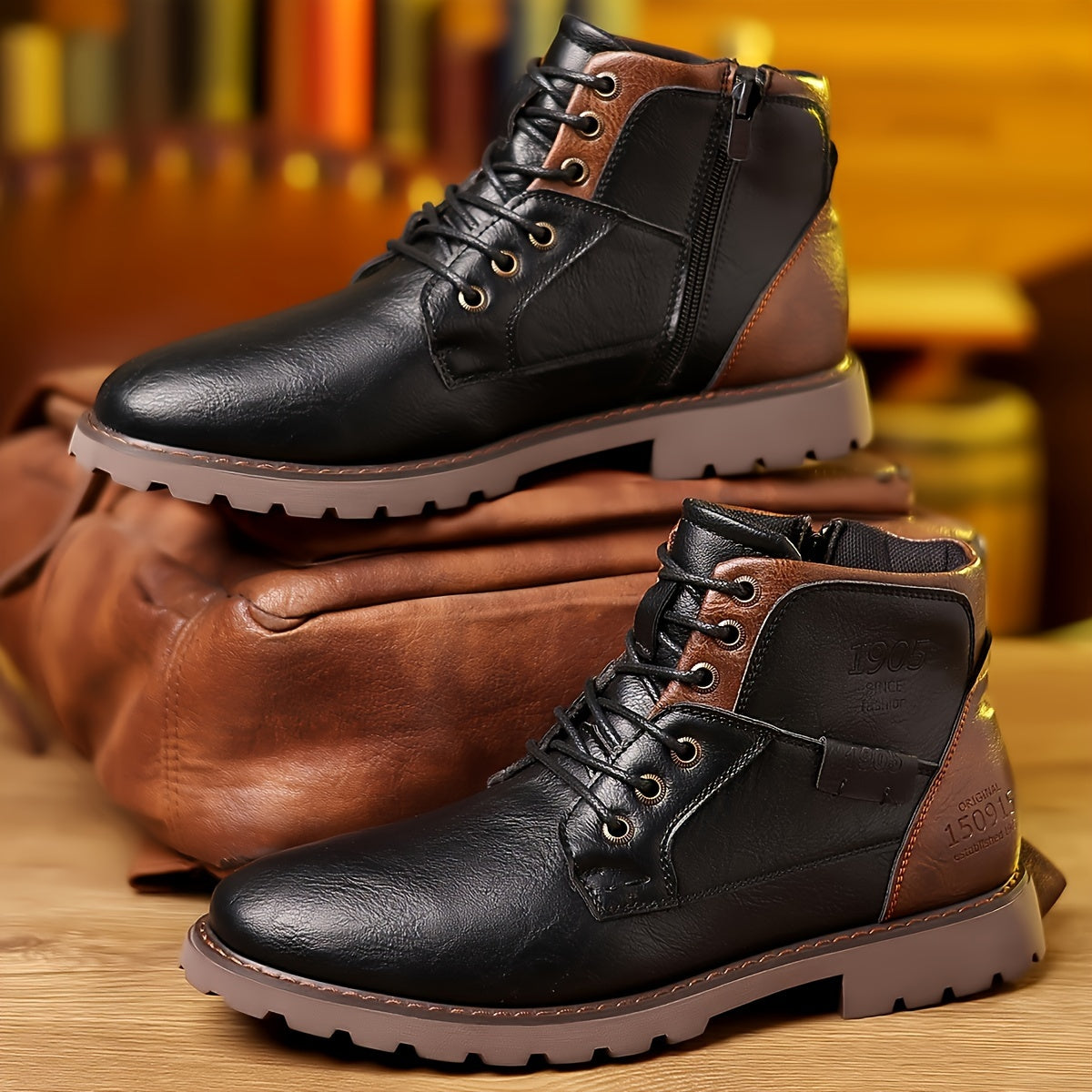 Black Fleece Men's Rugged Lace-Up Ankle Boots