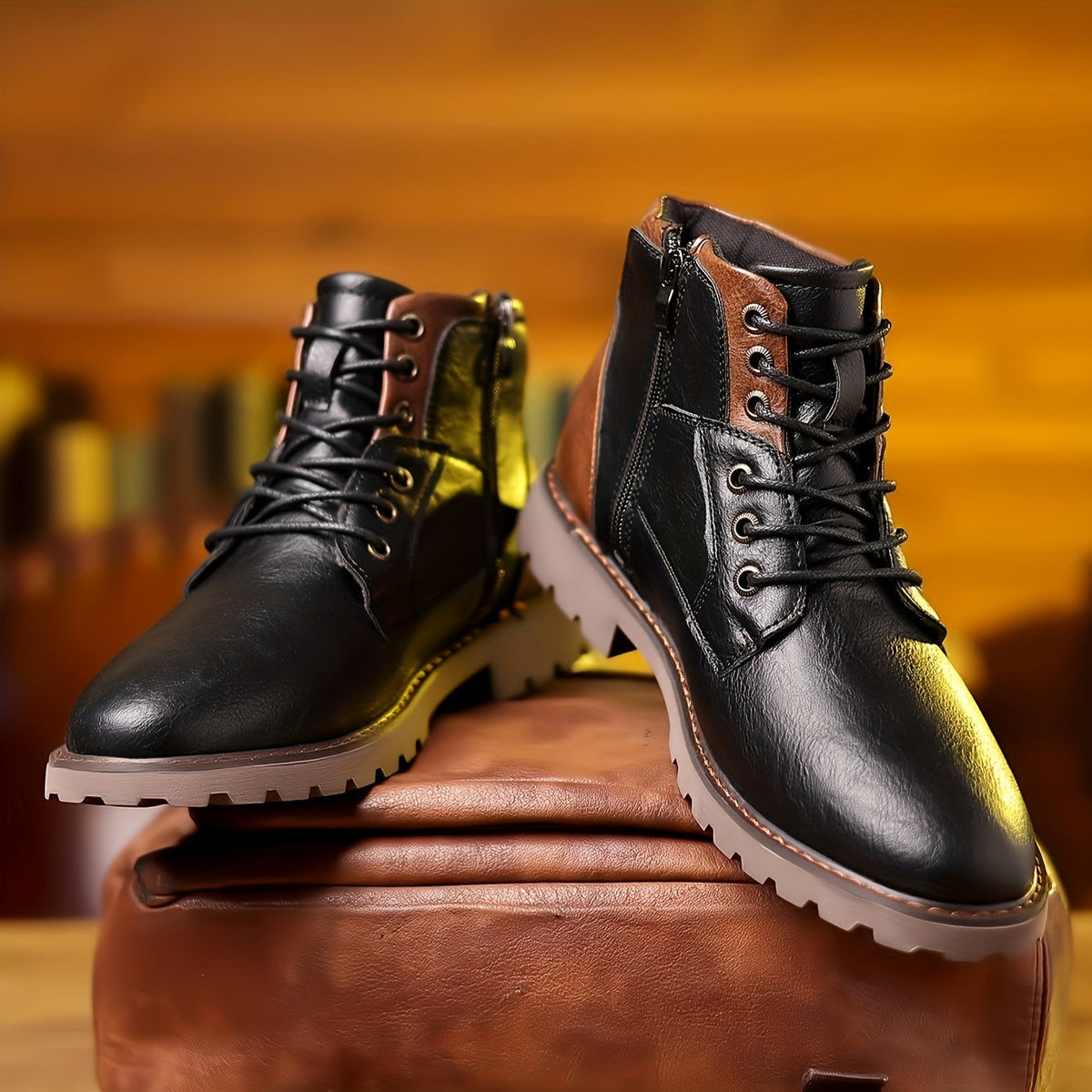 Men's Rugged Lace-Up Ankle Boots