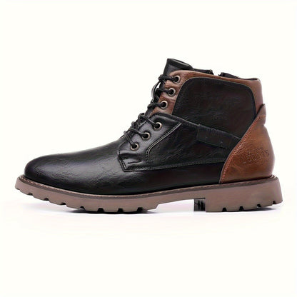 Black Men's Rugged Lace-Up Ankle Boots