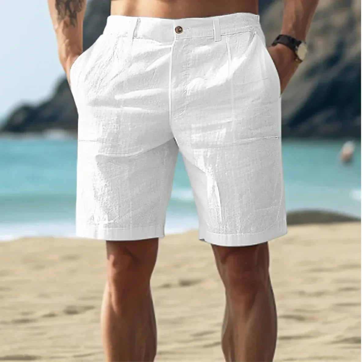 Effortless Men's Linen Shorts With Tailored Fit 0