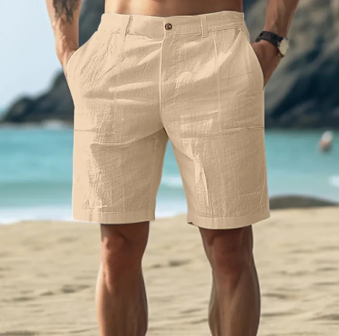 Effortless Men's Linen Shorts With Tailored Fit 1