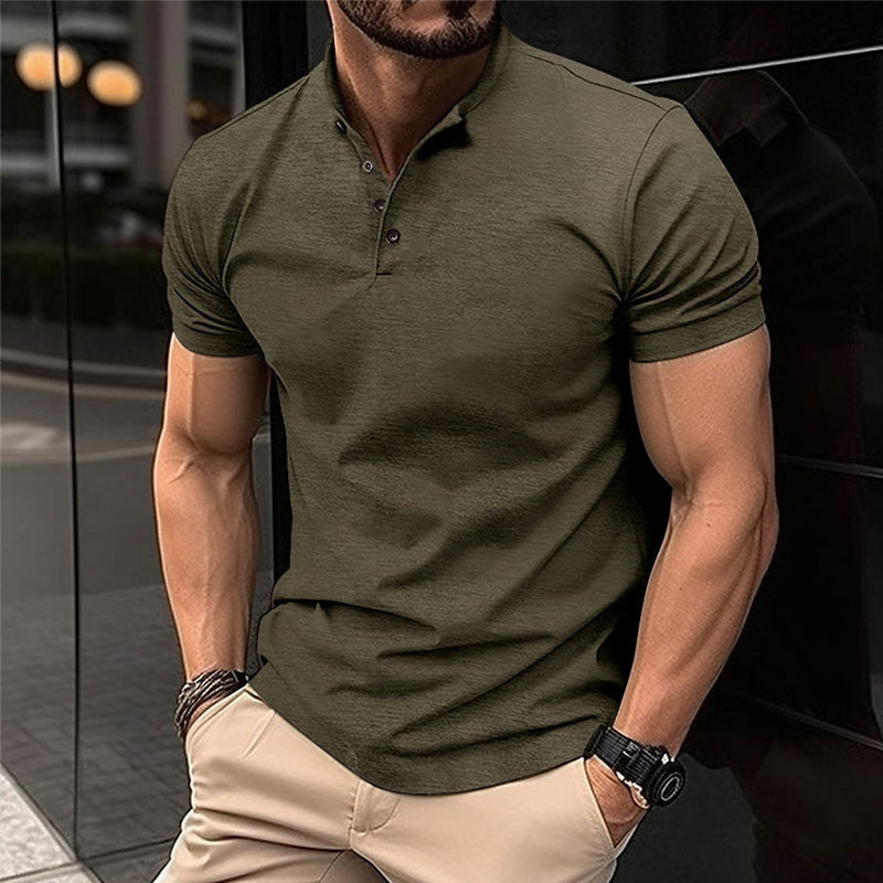 Effortless Men's Polo Shirt with Henley Design 0