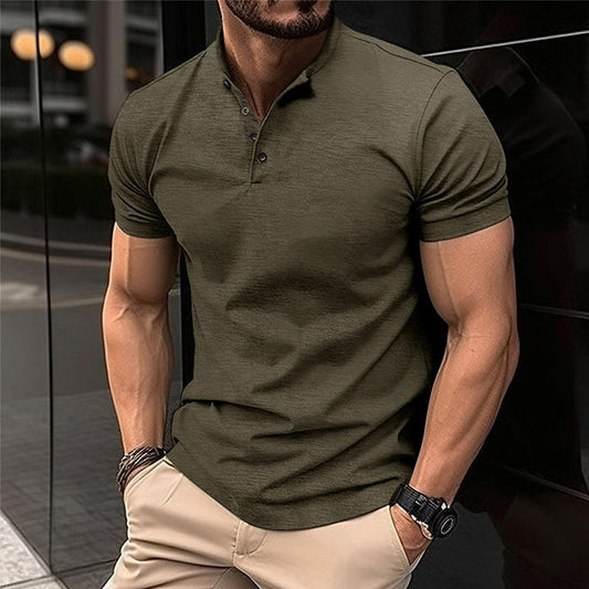 Effortless Men's Polo Shirt with Henley Design 0