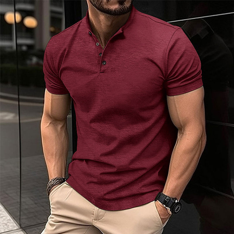 Effortless Men's Polo Shirt with Henley Design 2