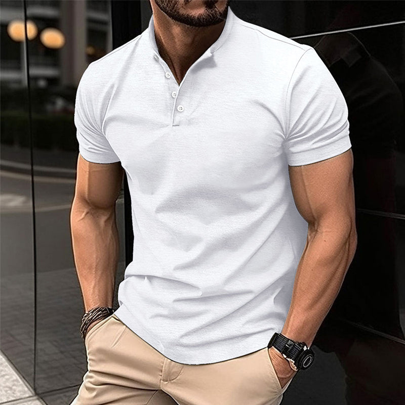 Effortless Men's Polo Shirt with Henley Design 3