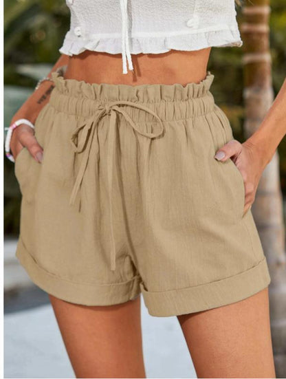 Effortless Women's Shorts With High Waist Ruffles 10