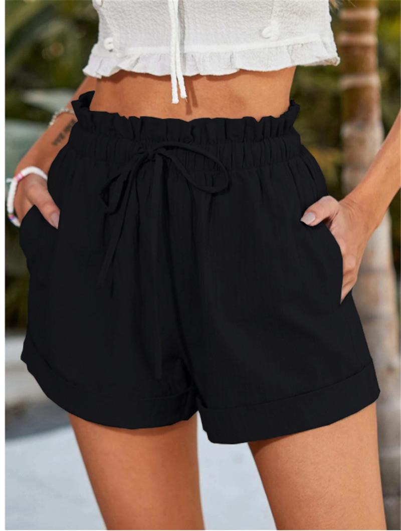 Effortless Women's Shorts With High Waist Ruffles 2