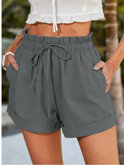 Effortless Women's Shorts With High Waist Ruffles 4