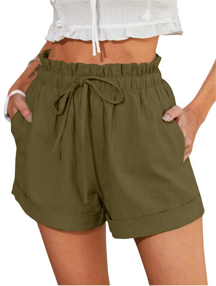 Effortless Women's Shorts With High Waist Ruffles 5