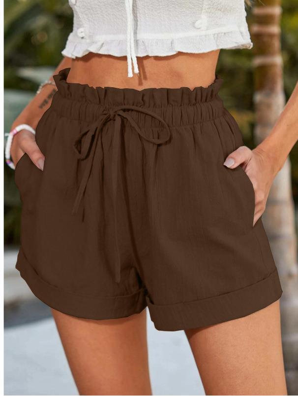 Effortless Women's Shorts With High Waist Ruffles 7