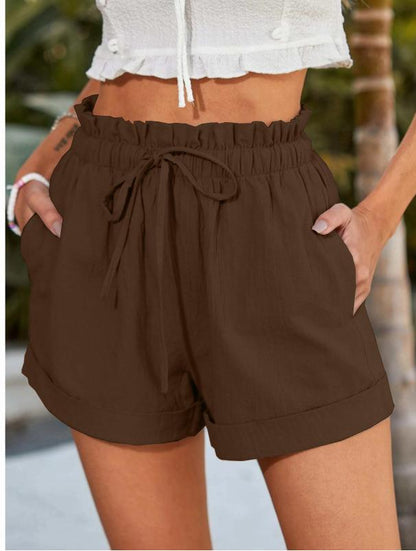 Effortless Women's Shorts With High Waist Ruffles 7