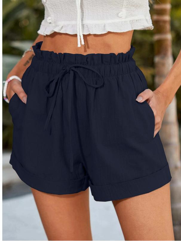 Effortless Women's Shorts With High Waist Ruffles 8