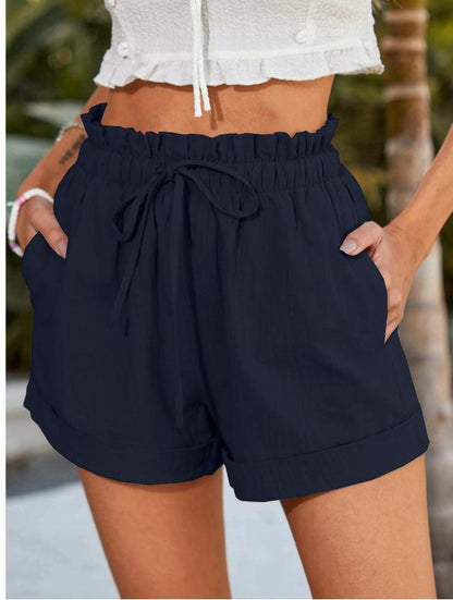 Effortless Women's Shorts With High Waist Ruffles 8
