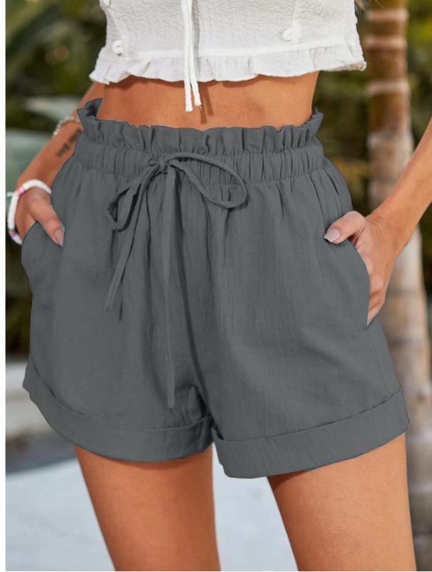 Effortless Women's Shorts With High Waist Ruffles 9