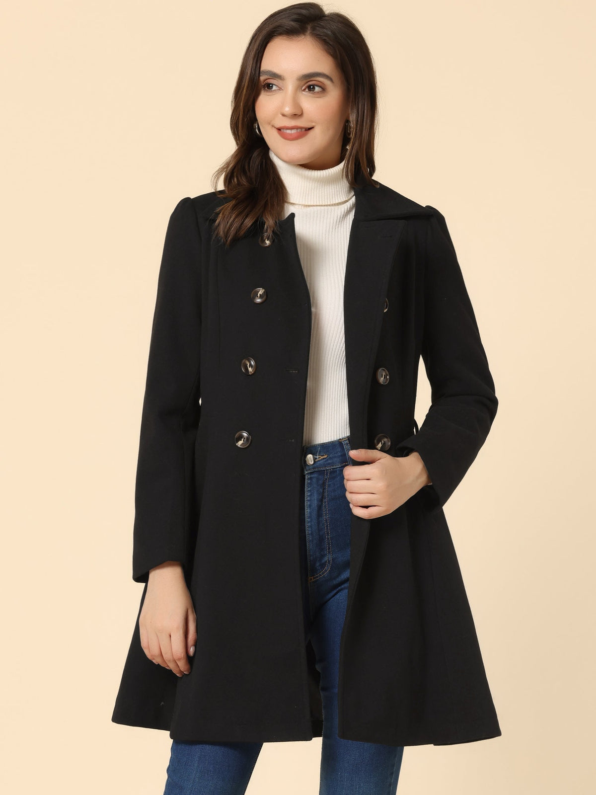 Fit-and-Flare Double-Breasted Trench Coat – view 5