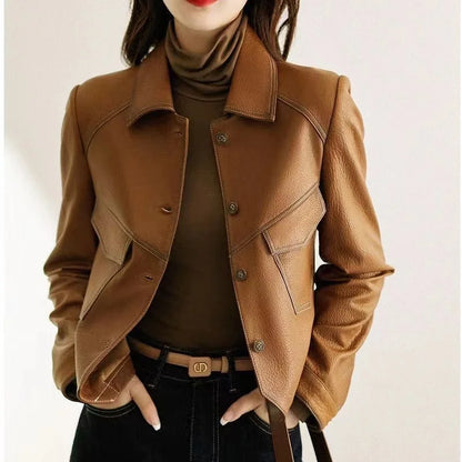 Women's cropped faux leather jacket