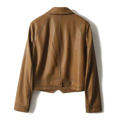 Women's cropped faux leather jacket