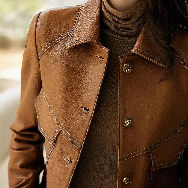Women's cropped faux leather jacket