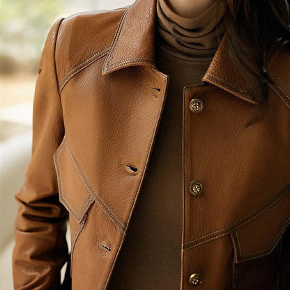 Women's cropped faux leather jacket