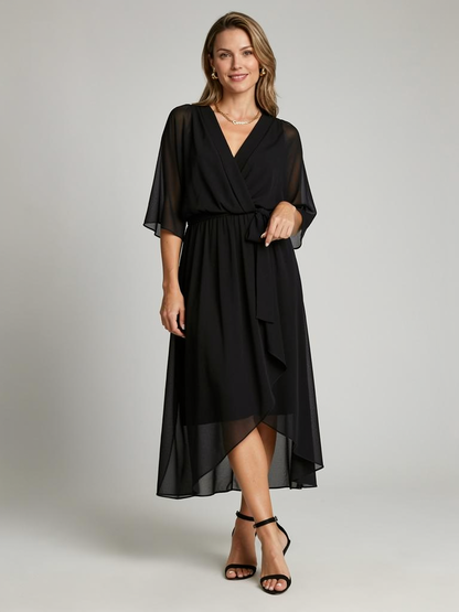Women's green Asymmetric Wrap Midi Dress