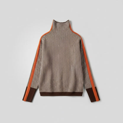 Women's striped turtleneck sweater in orange