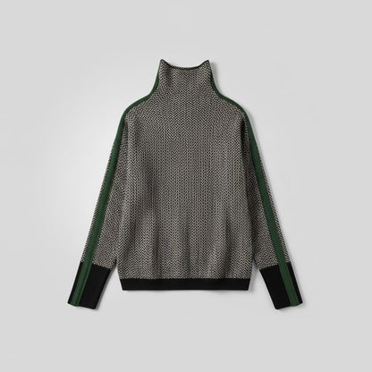 Women's striped turtleneck sweater in green