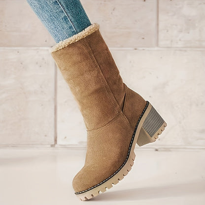 Cozy Cuffed Ankle Boots with Block Heel – view 3