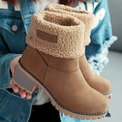 Cozy Cuffed Ankle Boots with Block Heel – view 4